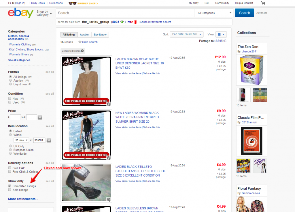 Users are reporting a problem with the eBay default search Just